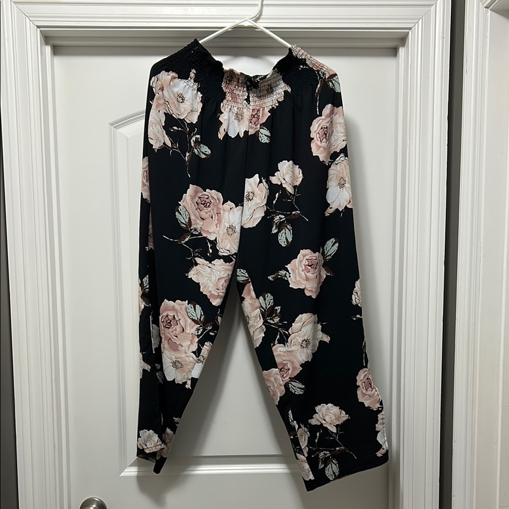 Floral Black Women's Pants